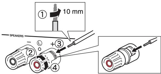 YAMAHA R-NSOSD - Raccordement des câbles d'enceinte - 1