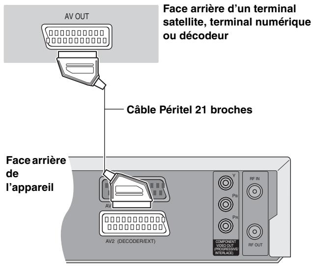 PANASONIC DMR-E65 - Raccordement d'un terminal satellite, d'un terminal numérique ou d'un decodeur - 1