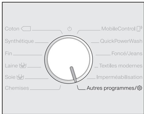 MIELE DA9091WGR - Sélection d'un autre programme avec la position « Autres programmes/» et l'affichage - 1