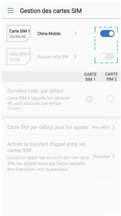 HUAWEI P10 PLUS - Activé ou désactiver une carte SIM - 1