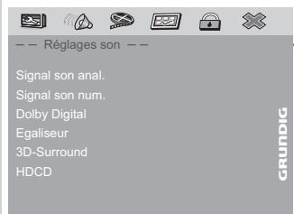 GRUNDIG GDP7700 - Sélection du menu Son - 1