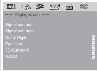 GRUNDIG GDP7700 - Sélection du menu Son - 1