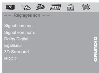 GRUNDIG GDP7700 - Sélection du menu Son - 1