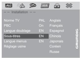 GRUNDIG GDP7700 - Sélection de la langue de doublage pour le son - 2