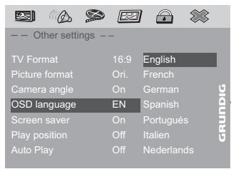 GRUNDIG GDP7700 - Sélection de la langue des menus d'écran - 1