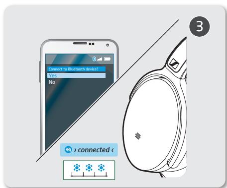 SENNHEISER HD4.50BTNC - Appairer le casque avec un apparéil Bluetooth en utilisant la fonction NFC - 4