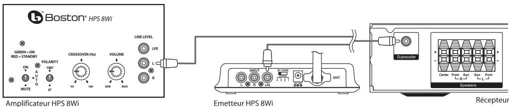 BOSTON ACOUSTICS HPS 8 WI NOIR - Branchement du subwoofer à un système stéréo ou Dolby® Pro Logic® - 1