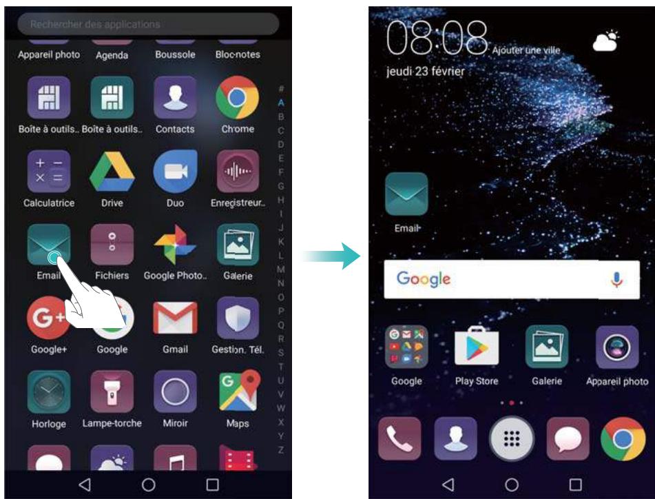 HUAWEI P10 LITE + SMARTBAND - Ajouter des raccourcis d'application à l'écran d'accueil - 1