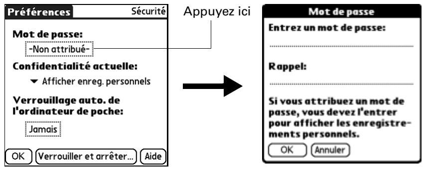 PALM Zire71 - Pour afferter un mot de passer : - 1