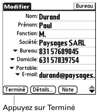 PALM Zire71 - Pour creer une nouvelle entrée dans l'application Adresses : - 2