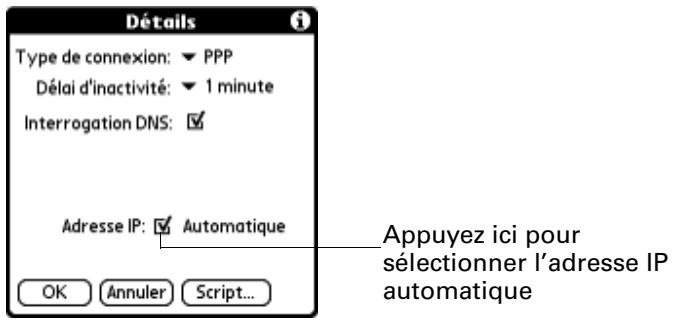 PALM Zire71 - Pour identifier l'adressage IP dynamique : - 1
