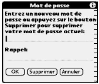 PALM Zire71 - Pour modifier ou supprimer votre mot de passer : - 2