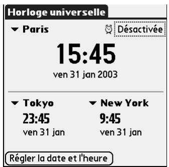 PALM Zire71 - Pour ouvrir l'application Horloge universelle : - 2
