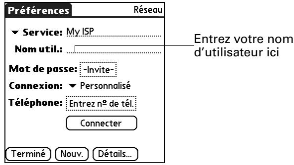 PALM Zire71 - Entrez votre nom d'utilisateur. - 1