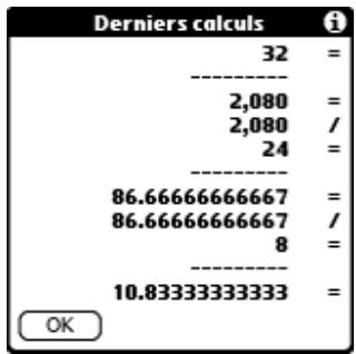 PALM Zire71 - Pour afficher les derniers calculs : - 1