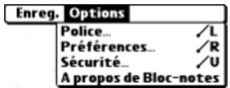 PALM Zire71 - Menu Options - 1