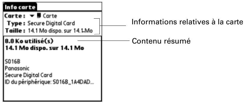 PALM Zire71 - Consultation des informations sur une carte - 1