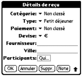 PALM Zire71 - Pour ouvrir la boîte de dialogue Dêtaïls de reçu : - 1