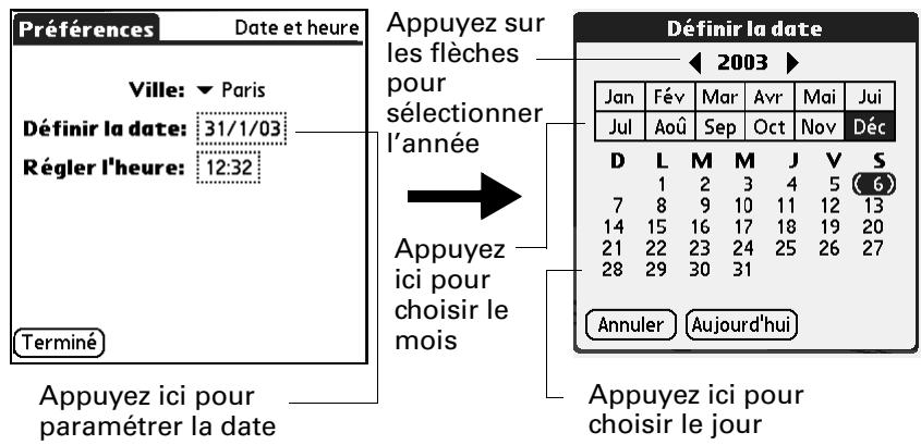 PALM Zire71 - Pour paramétrel la date : - 1