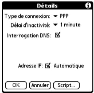 PALM Zire71 - Pour ajouter des détails sur la connexion : - 1