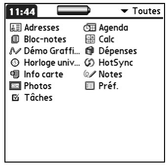 PALM Zire71 - Pour modifier l'affichage de I'ecran Applications : - 1