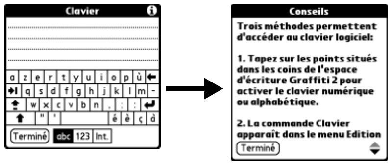 PALM Zire71 - Pour afficher un conseil en ligne : - 1
