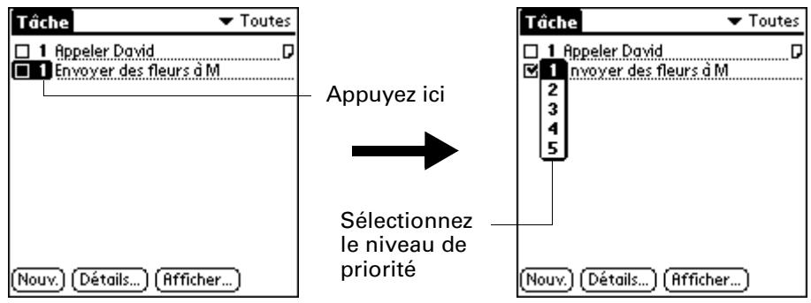 PALM Zire71 - Pour définiir le niveau de priorité d'une tâche : - 1