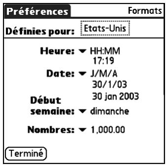 PALM Zire71 - Pour définiir le pays par défaut: - 1