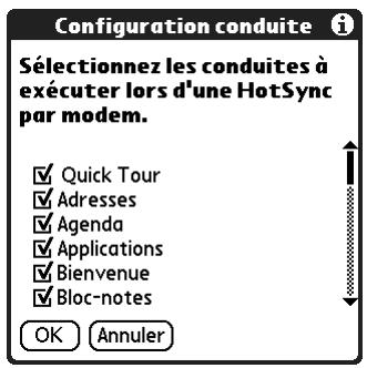 PALM Zire71 - Selection des conduites pour une opération HotSync par modem - 1