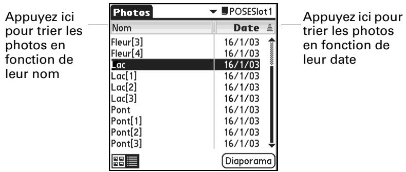 PALM Zire71 - Pour trier les photos dans la vue liste : - 1