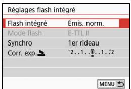 CANON 800D - [Réglages flash intégré] et [Réglage fonct. flash externe] - 1