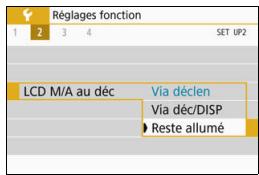 CANON 800D - MENu Activation/desactivation de I'ecran LCD - 1