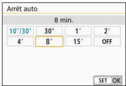 CANON 800D - MENU Réglage du temps d'arrêt automatique - 1
