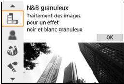 CANON 800D - Sélectionnez [Filtres créats] via l'écran de contrôle rapide. - 2