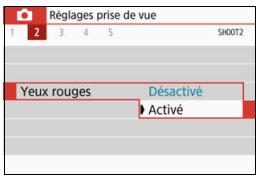 CANON 800D - MENU Attenuation des yeux rouges - 1