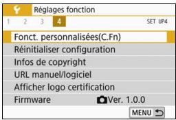 CANON 800D - MENU Réglage des fonctions personalisées - 1