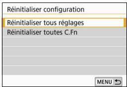 CANON 800D - Sélectionnez [Réinitialiser configuration]. - 1