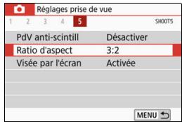 CANON 800D - MENU Modification du ratio d'aspect de l'image - 1