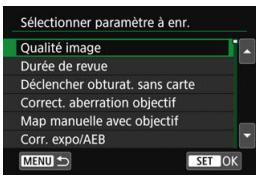 CANON 800D - Sélectionnez [Choisir paramètres à enreg.]. - 1