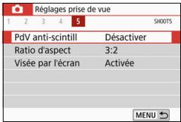 CANON 800D - MENU RÉduction du scintillagement - 1