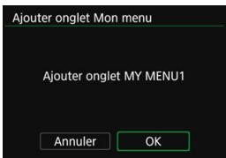 CANON 800D - Sélectionnez [Ajouter onglet Mon menu]. - 1