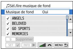 CANON 800D - Sélection de la musique de fond - 1