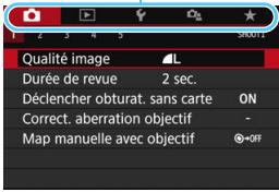 CANON 800D - Lorsque le réglage sélectionné est [Og : Affichage du menu : Standard] - 1