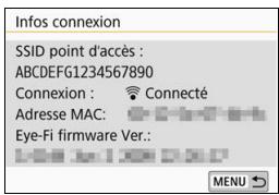 CANON 800D - Affichez les informations de connexion. - 1