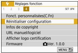 CANON 800D - MENU Rétabillisement des réglages par défaut de l'appareil photo - 1