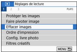 CANON 800D - MENUSélection <  > d'images à effacer par lot - 1