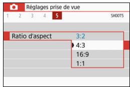 CANON 800D - Sélectionnéz le ratio d'aspect. - 1