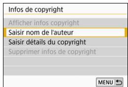 CANON 800D - MENURéglagedesinfodefcopyright - 2