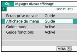 CANON 800D - Affichage du menu - 1