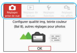 CANON 800D - Lorsque le réglage sélectionné est [O: Affichage du menu: Guidé] - 1
